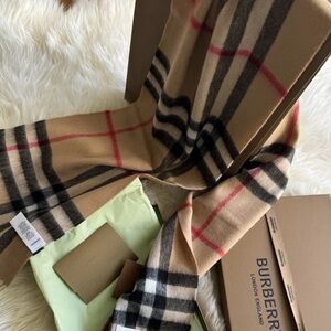 Burberry Tan and Black Check Scarf